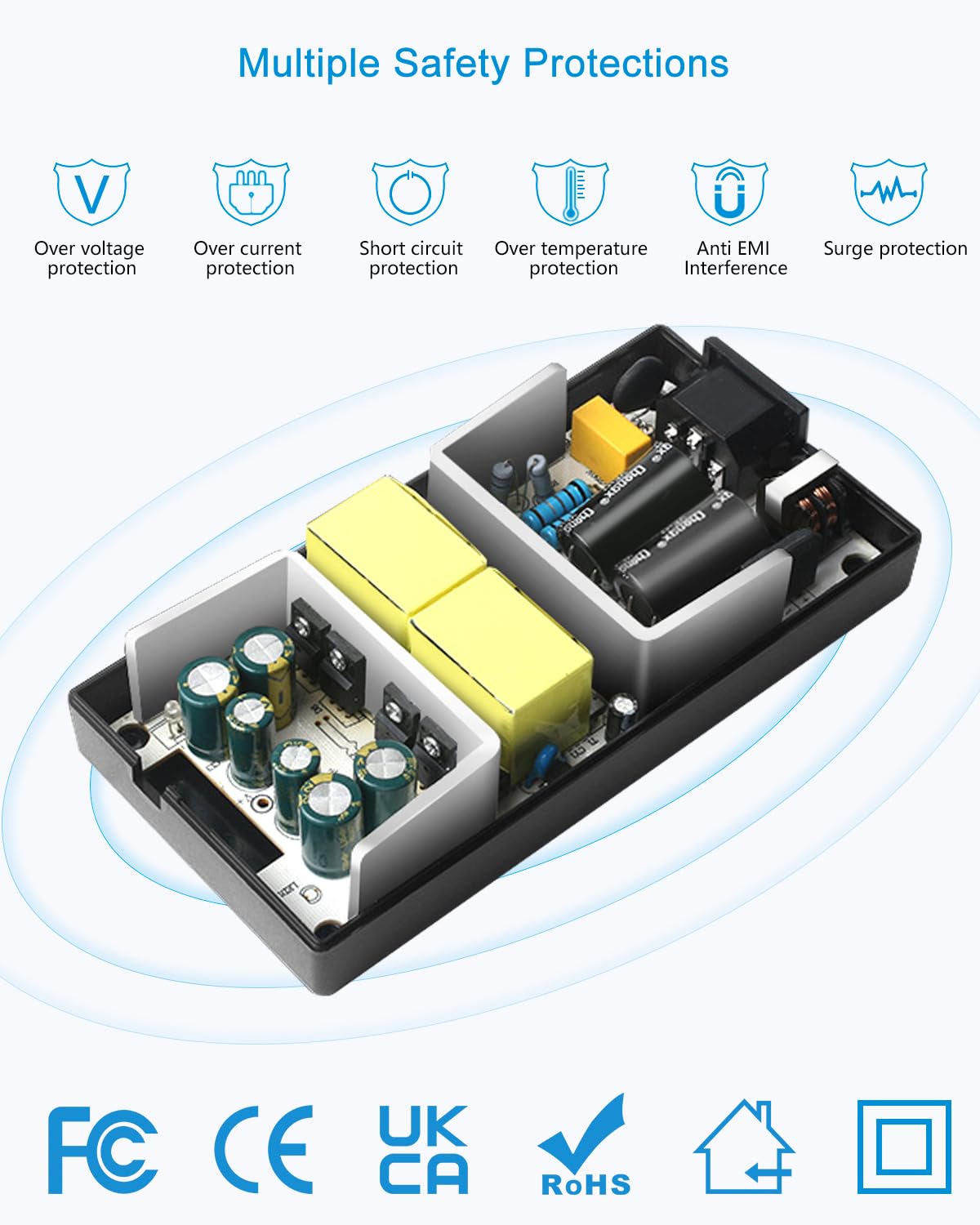 ALITOVE 24V 8A Power Supply Adapter 100~240V AC to DC 24 Volt 8Amp 192W Power Converter 7.5A 7A 6.5A 6A Low Voltage Transformer 5.5x2.5mm for LED Light CCTV Camera LCD Monitor