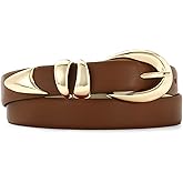 RISANTRY Black Leather Belt for Women Stylish Design with Gold Buckle Ladies Black Belt Perfect for Jeans Dresses