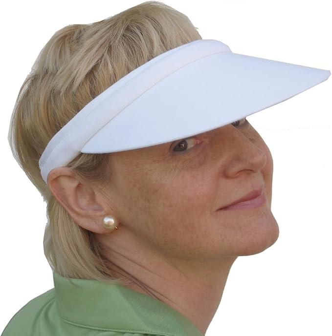 Ladies & Mens Unisex Push on Golf & Tennis Sun Visor in White Amazon