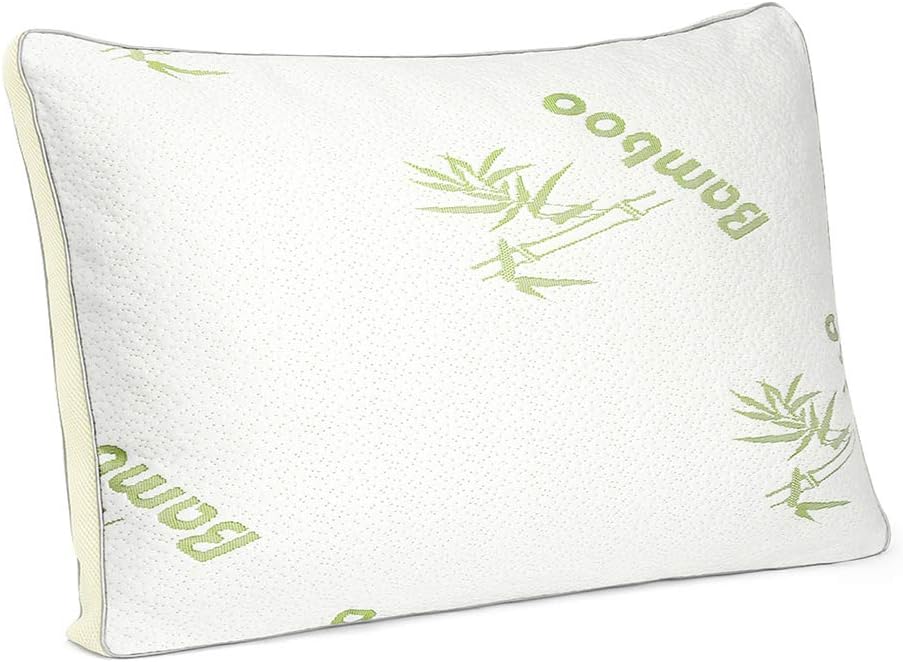 OAKOME® Bamboo Memory Foam Pillow - Hypoallergenic Bed Pillow with ADJUSTABLE Shredded Memory Foam for Sleeping, Pregnancy, Stomach, Back and Side Sleepers, Home, Hotel (King)