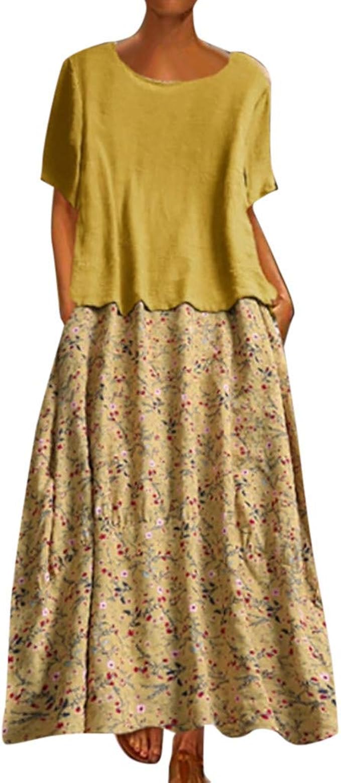 uizz-yu Frauen Vintage lose O-Ausschnitt gebrochen Blume Druck uizz-yu Frauen Vintage lose O-Ausschnitt gebrochen Blume Druck