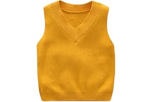 RUKOSU Baby Boys Girls V Neck Knitted Sleeveless Pullover Sweater Vest Toddler School Uniform Waistcoat Tops