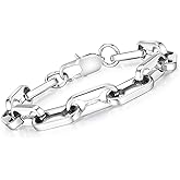 VNOX Link Chain Bracelets for Men - Cool Mens Bracelets Diamond-Cut Paperclip Solid Chain Bracelet Chunky Stainless Steel Jewelry Trendy Gifts