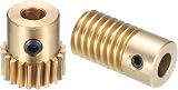 sourcing map Worm Gear Set 0.5 Module 20:1 Reduction 5mm 4mm Brass Gear Wheel view 3