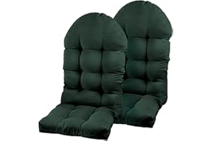 PNP HWJIAJU Set of 2 Patio Chair Cushion for Adirondack, High Back Rocking Chair Cushion 44x19x4 inch, Outdoor Seat Back Chair Cushion Sunscreen and Fade-Resistant (Dark Green, 2)