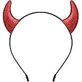 Snwquik Devil Horns Headband for Women Men,Glitter Red Devils Horns Headband,Halloween Devil Costume Accessories Cosplay