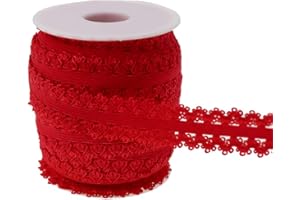 PAMIR TONG Red Elastic Ribbon 3/4 inch 16 Yards Wide Picot Edge Stretch Lace Trim 20mm Frilly Edge Elatic Webbing Straps Crochet Elastic Band for Sewing Headband DIY Crafts