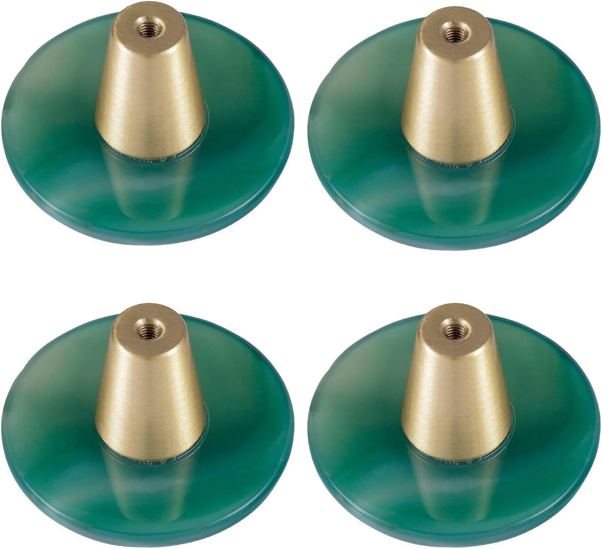 mookaitedecor Set of 4 Green Agate Drawer Knobs with Screws