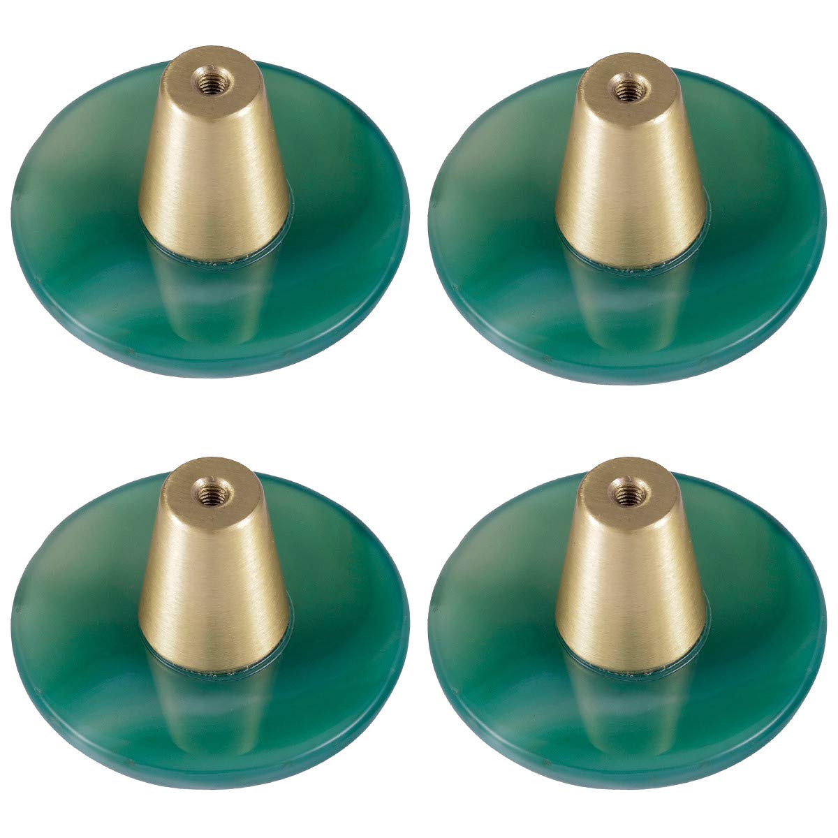 mookaitedecor Set of 4 Green Agate Drawer Knobs with Screws, Round Green Knobs Natural Crystal Knobs for Cabinet Kitchen Wardrobe Door Decorative Crystal Stone Cupboard Handles Furniture Home Decor