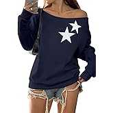 MYHALF Off the Shoulder Sweatshirt for Women Y2K Bow Graphic Pullover Tops Drop Shoulder Long Sleeve Cute Sweaters