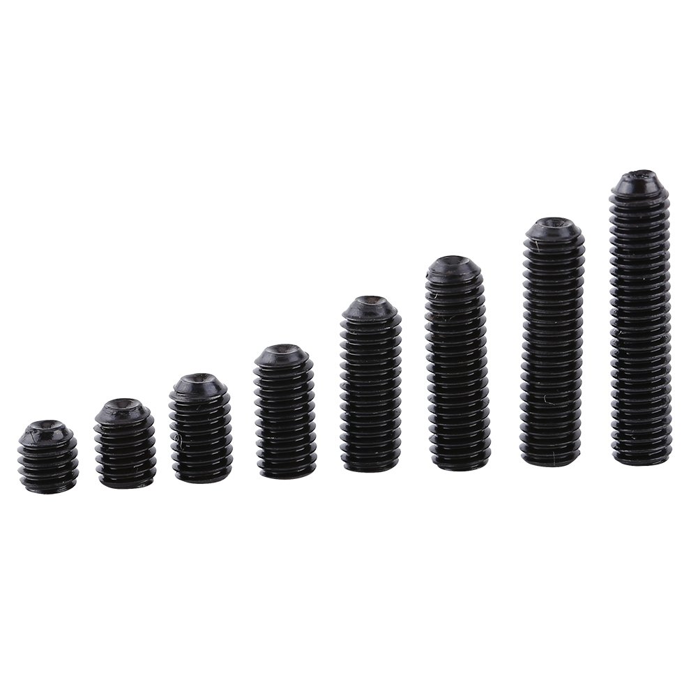 200pcs M3 Grade 12.9 Carbon Steel Cup Point Socket Set Screws Fasteners, 3/4/5/6/8/10/12/14mm Black