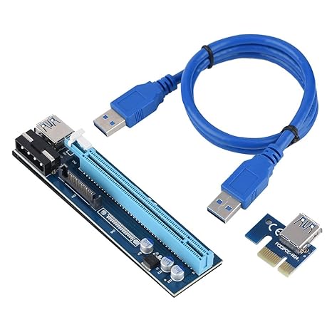 Richer-R PCI-E 1x bis 16x GPU Riser Adapter, 4-Pin 60cm USB 3.0 Verlängerungskabel Kartenadapter, Grafikkarte Konverter neue 