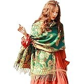 First Choose Women's Blanket Chunky, Pashmina Shawls Wraps Oversized Winter & Fall Warm Scarfs Soft Cashmere Feel for Women (Grass Green)