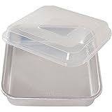 Nordic Ware Natural Aluminum Commercial Square Cake Pan with Lid, Exterior 9.88 x 9.88 Inches