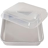 Nordic Ware Natural Aluminum Commercial Square Cake Pan with Lid, Exterior 9.88 x 9.88 Inches