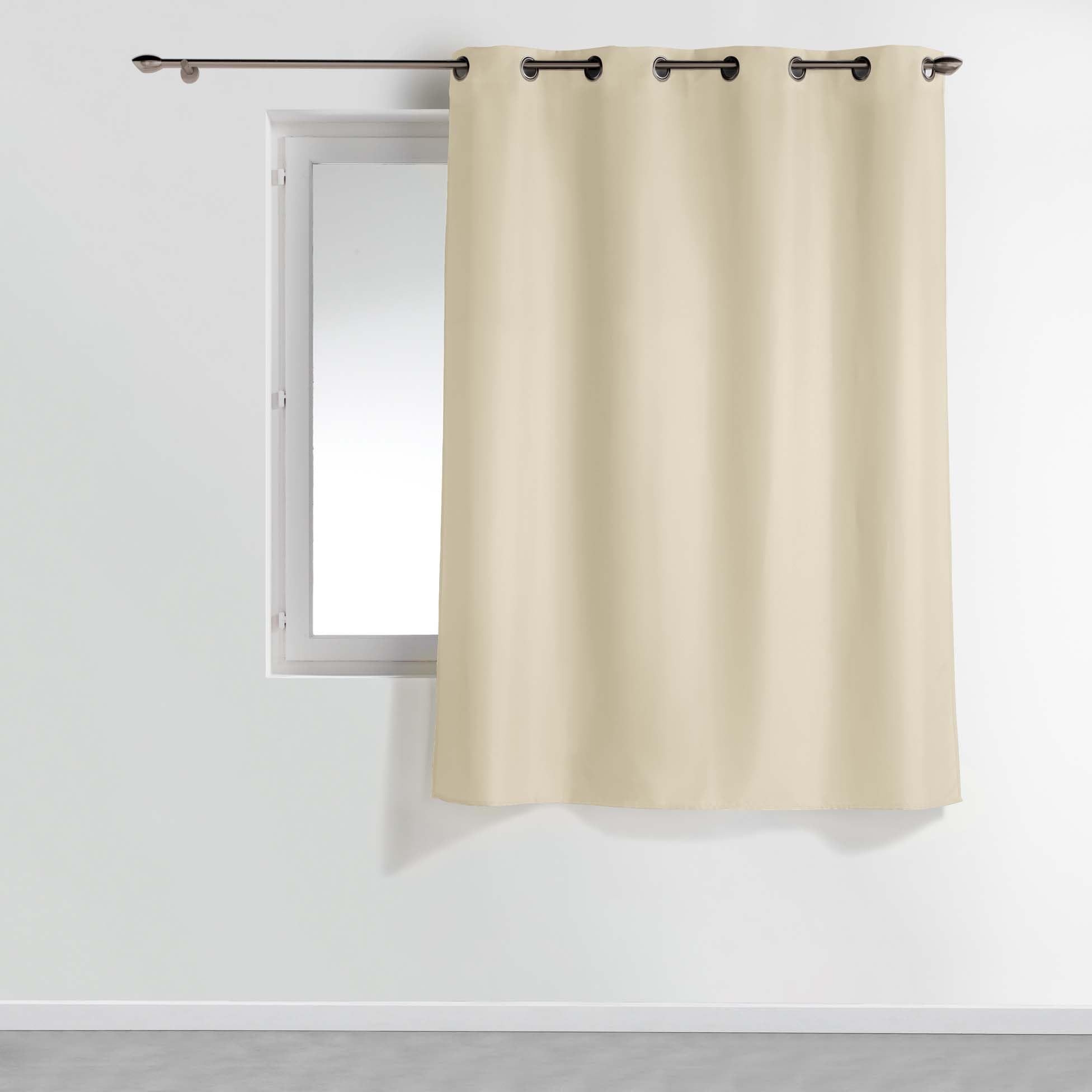 Douceur d'Intérieur Plain Metal Eyelet Curtain Panel 140 x 180 cm Polyester Plain Natural