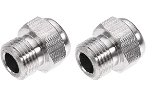 uxcell Exhaust Muffler G1/8 Male Thread Strainer Stainless Steel Breather Pneumatic Air Flat Muffler 2pcs