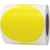 Hybsk 3 inch Circle Color Direct Thermal Stickers Shipping Labels for Barcodes,Name Tag,DIY Logo Design,QR Code,Inventory– Compatible with Zebra,Rollo,Munbyn,and More-350 pcs (3 inch,Yellow)