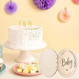 Homirty 35 Pages Wooden Baby Shower Guest Book with Ribbon, Nature Color view 5