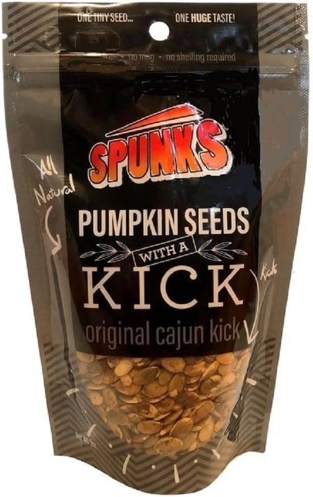 SpunksSpicy Pumpkin Seeds Healthy Keto Snacks - Multi Pack of 5 Bags - 5 oz Each (ORIGINAL CAJUN KICK)