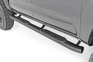 Rough Country Oval Nerf Steps for Toyota Tacoma (2005-2023) Double Cab - OEM Style Rails with Built-in Side Steps