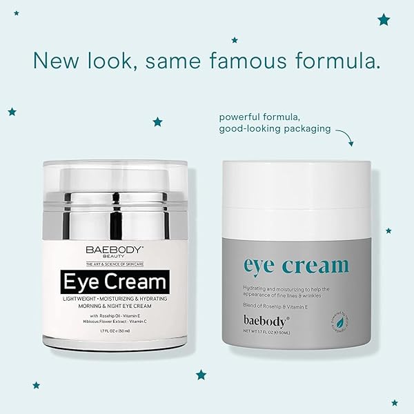 BAEBODY MADE IN USA EYE CREAM – ANTI AGING AND MOISTURIZING EYE CREAM FOR DARK CIRCLES AND WRINKLES – WITH ROSEHIP AND VITAMIN E (1.7 FL OZ/50 ML)