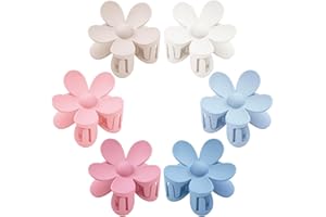 TETIZO Flower Hair Clips 6 PCS Flower Claw Clips Daisy Clips for Women Matte Large Claw Clips Strong Hold Jaw Clamps Hair Accessories for Thick Hair 6 Colors
