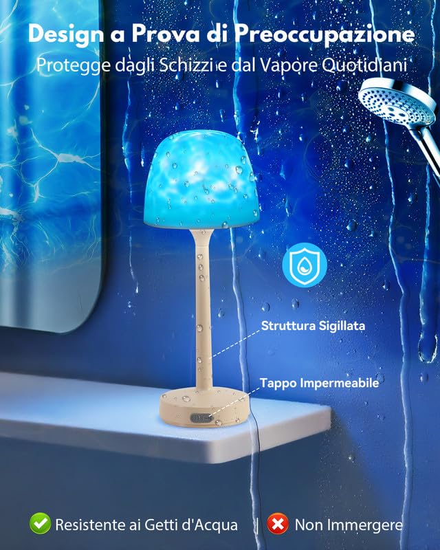Waterproof Shower Lamp, Wireless Rechargeable Desk Lamp, Entspannen 16 Colors LED Mood Projector, Remote Control, Touch Control, Bathroom, Toilet, Office Lighting