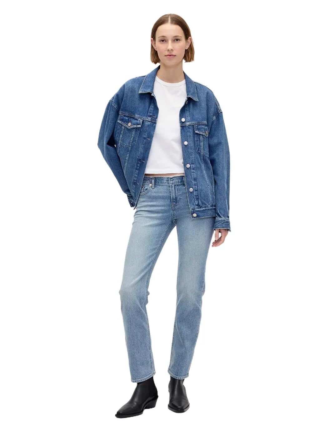 GAP Womens High Rise Straight Fit Denim Jeans Medium Indigo 15 31 Reg