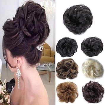 Brhair One Size 02 Off Black 2 Messy Bun Scrunchies Hair Pieces
