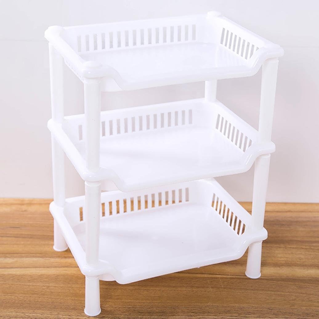 Kimanli 3 Tier Plastic Corner Organizer Bathroom Caddy Shelf Kitchen Storage Rack Holder (C)