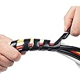 D-Line 8.2ft Black Cord Wrap, Spiral Cable Sleeve, Wire Wrapper for Cables 0.39-1.5in Diameter, Computer Cord Organizer, Wrap by Hand Cord Bundler, LDPE Plastic - 0.39in - 1.5in Diameter