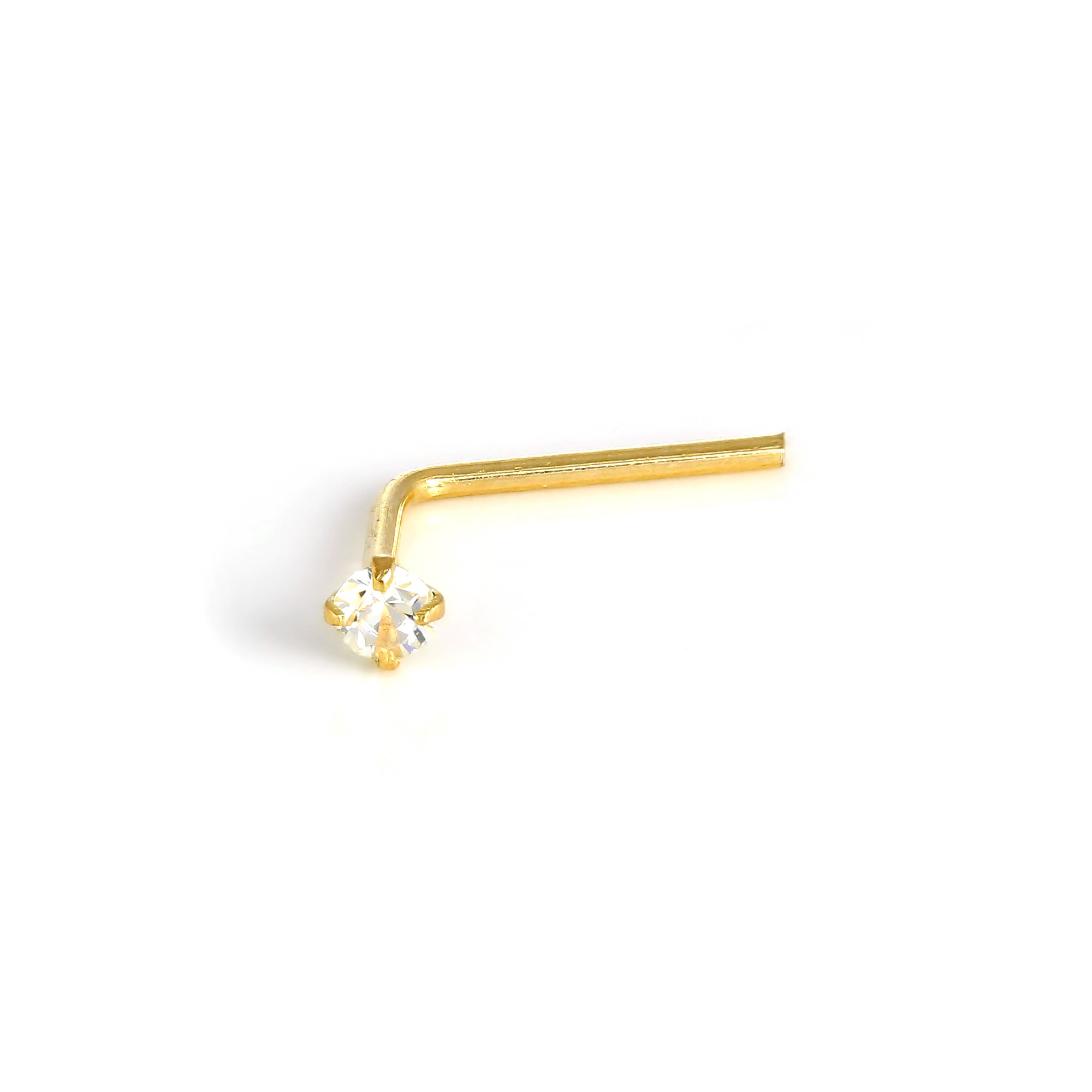 jewellerybox 9ct Gold L-Shaped Crystal 2.5mm Nose Stud