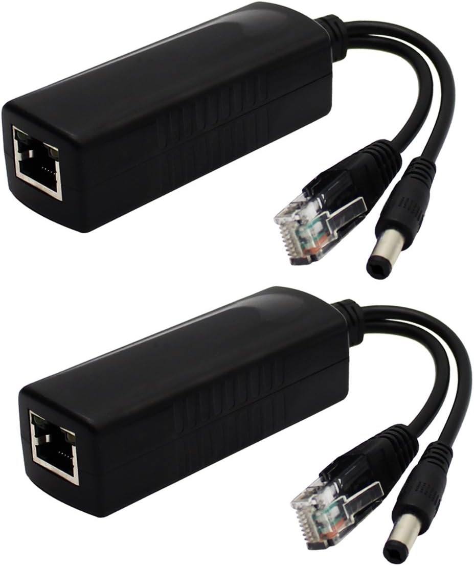 ANVISION 2-Pack PoE Splitte, DC 12V Output, IEEE 802.3af Compliant, for Non-PoE IP Camera, AP, Router Voip Phone, AV-PS12