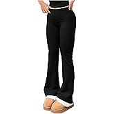 FAQUDY 3 Piece Women's Flare Leggings High Waisted Tummy Control Yoga Pants Black Bootcut Wide Leg Leggings Workout Pants