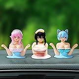 Dimcaso Chest Shaking Car Ornaments, Anime Figure