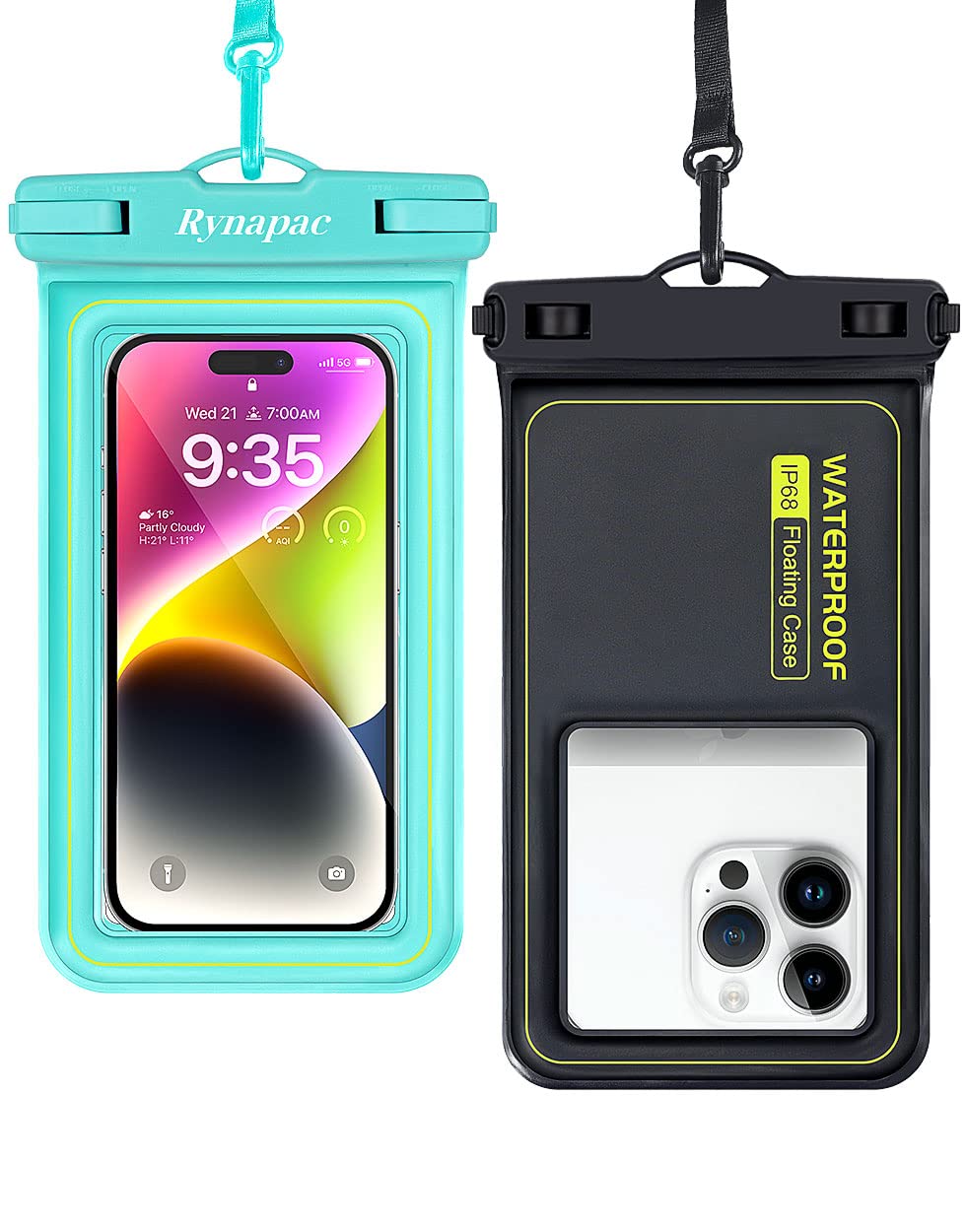 Photo 1 of IP68 Waterproof Phone Pouch, Floating Waterproof Phone Case for iPhone 16 15 Pro Max Galaxy S24+ S23 Pixel 8 Pro with Detachable Lanyard, Cellphone Dry Bags Beach Vacation Essentials -2 Pack