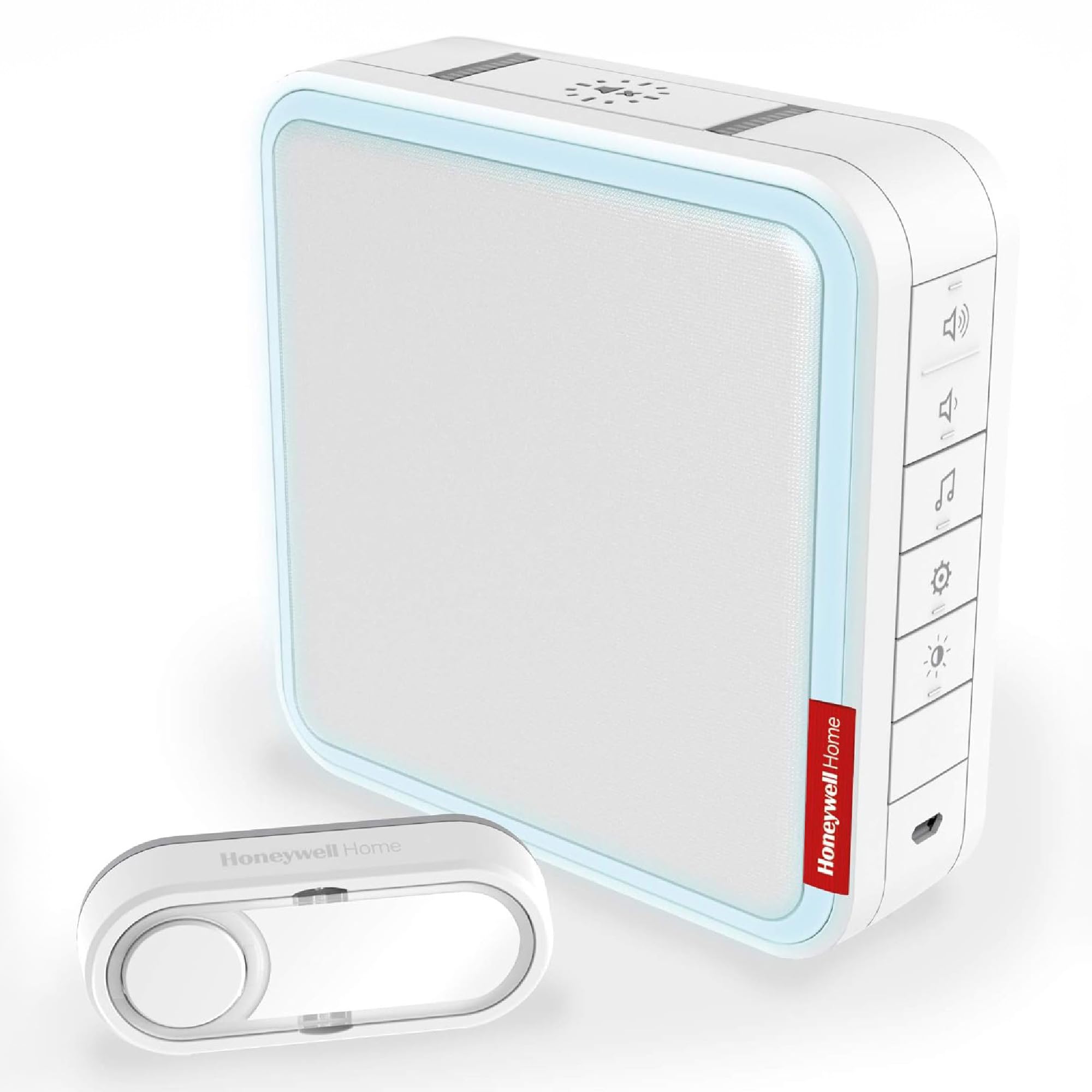 Honeywell DC917S Wireless Doorbell Kit with light halo/customisable chimes 200 m