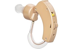 MEDca Hearing Amplifiers - Digital BTE Personal Sound Amplifier w/Noise Reduction & Volume Control, LR44 Battery Powered, 3 Ear Domes, Left or Right Use, Small & Discreet