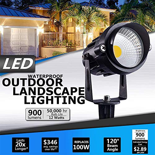 SUNVIE 12W LED Landscape Lights Low Voltage (AC/DC 12V) Waterproof