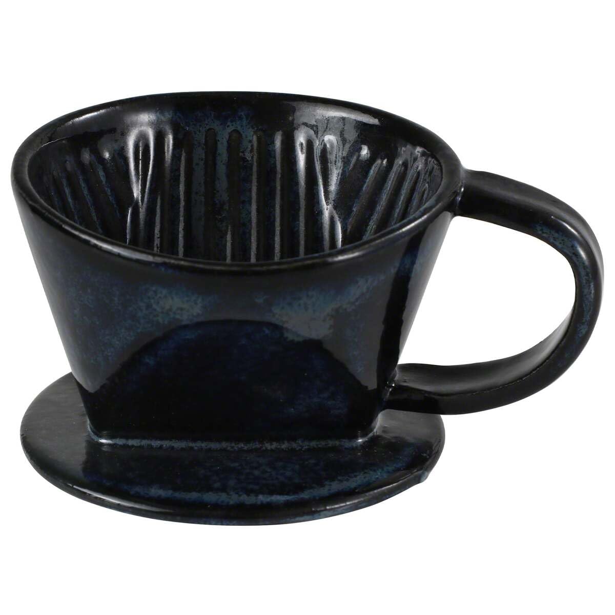 Asayu Japan Ceramic CoffeeDripper Pour Over Maker in Dark Navy Blue Made In Japan, Slow Brewing Paper Filter Holder and Dripper with 3 Holes for Hot Coffee and Tea - Coffee Dripper Cone