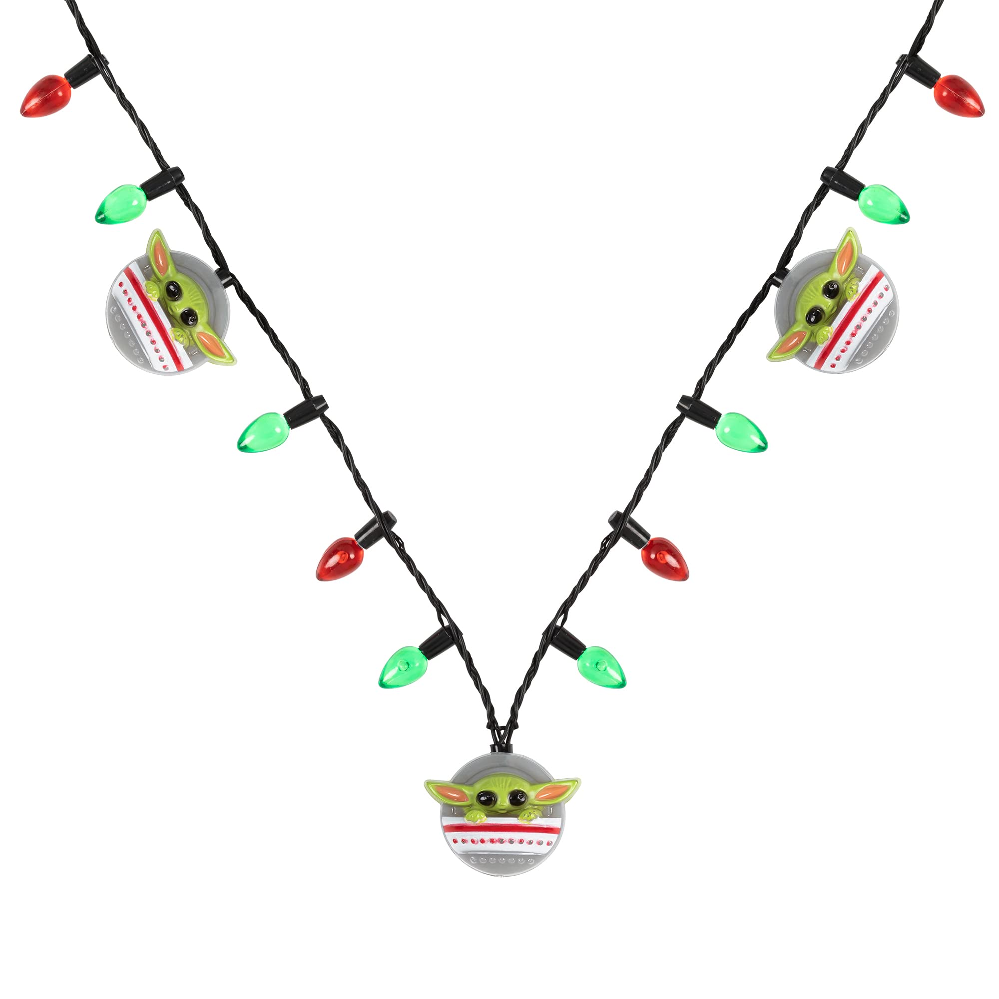 Peers Hardy Star Wars Baby Yoda green white and red flashing lights Christmas necklace NH00947L-30