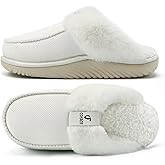 COFACE Womens Memory Foam Cushion Slippers Warm Cozy Fuzzy Faux Fur House Shoes Moccasin Indoor Outdoor With Arch Support Rubber Sole