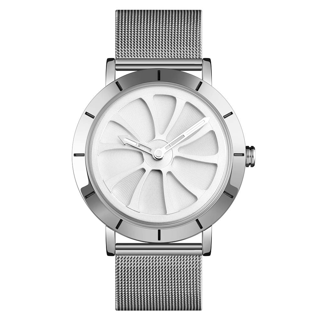 TONSHEN Fashion Watches for Men Analog Quartz Stainless Steel Watch (Silver)