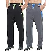 E-SURPA Men's Athletic Pant with Pockets Open Bottom Sweatpants for Men Workout, Exercise, Running