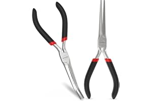 Needle Nose Pliers 2 PCs 6 Inch - Heavy Duty Carbon Steel, Insulated, Non-Serrated, Long Nose Pliers with PVC Coating & Rust 