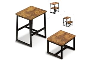 iTsst Step Stool for Adult,3 in1 Heavy Duty Sturdy Two Step Stool for Kichen/Bathroom/High beds, 500LbS Load Capacity,Wooden&Metal Frame, Non-Slip Pads