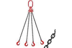 SENKEYFE 6 Ton Chain Sling 5/16 Inch x 5 Ft G80 Alloy Steel 4 Way Chain Slings Quadruple Leg Slings Lifting with 4 Safety Grab Hooks Lifting Slings Engine Chain Hoist Lifts