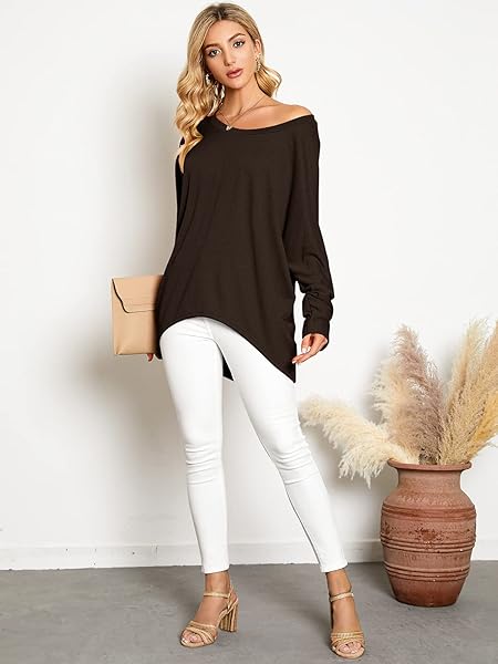 ZANZEA WOMEN’S OFF-SHOULDER BATWING SLEEVE BLOUSE CASUAL LOOSE OVERSIZED BAGGY T-SHIRT SWEATER PULLOVER TOP
