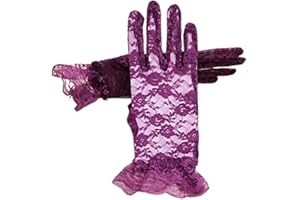 AISIBO Purple Lace Gloves Women Ladies Elegant Short Sun Protection Lace Gloves, Princess Dress Gloves for Wedding Dinner Party